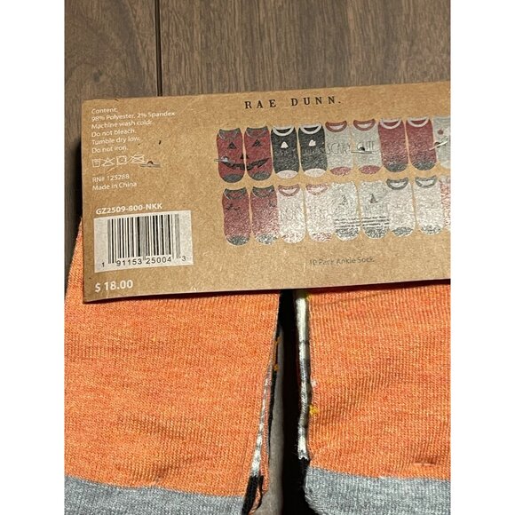 Rae Dunn 10-Pack Ankle Socks Halloween Pumpkin Faces Size S/M Polyester - Picture 5 of 6